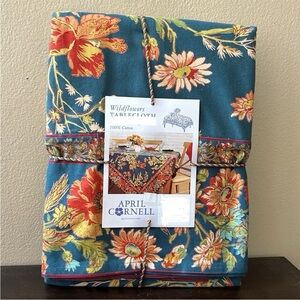 April Cornell Cotton Tablecloth Wildflowers Size 60"x 120” Floral Fall Sunflower